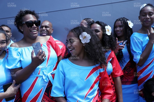 040726 - Fiji v Wales - Nations Championship - Fijian singers outside the stadium before the game