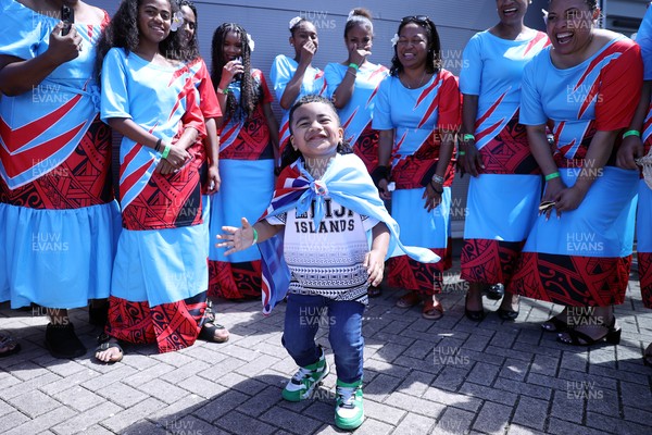 040726 - Fiji v Wales - Nations Championship - Fijian singers outside the stadium before the game