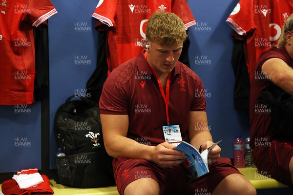 040726 - Fiji v Wales - Nations Championship - Jac Morgan in the dressing room before the game