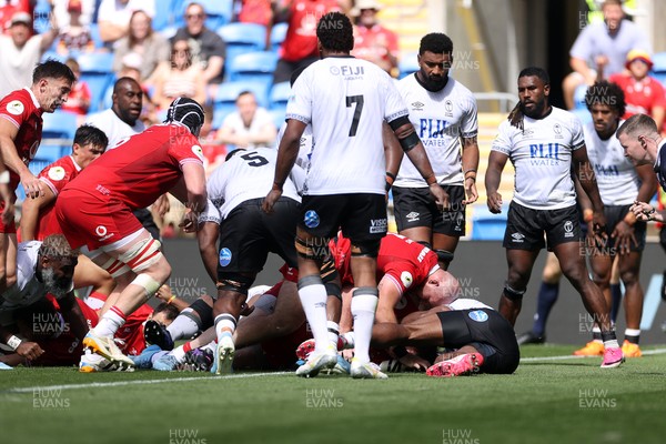 040726 - Fiji v Wales - Nations Championship - Rhys Carre of Wales scores a try