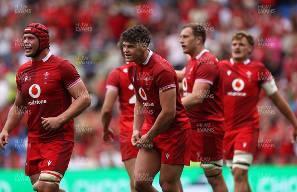 040726 - Fiji v Wales - Nations Championship - Eddie James of Wales celebrates scoring a try
