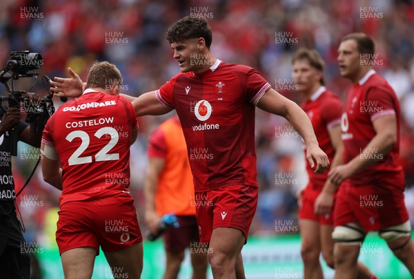 040726 - Fiji v Wales - Nations Championship - Eddie James of Wales celebrates scoring a try