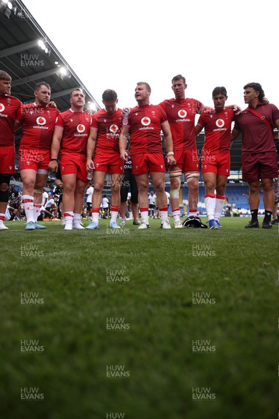 040726 - Fiji v Wales - Nations Championship - Dewi Lake of Wales speaks in the team huddle at full time