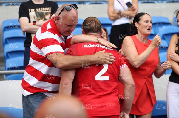 040726 - Fiji v Wales - Nations Championship - Dewi Lake of Wales with family at full time