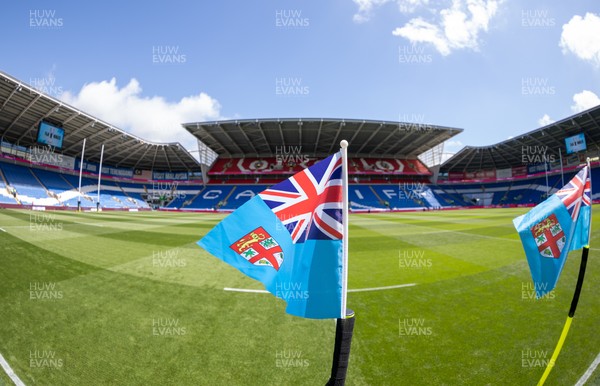 040726 - Fiji v Wales, Nations Championship - A general view of the Cardiff City Stadium displaying Fijian flags ahead of the match