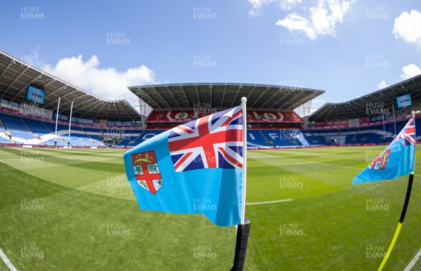 040726 - Fiji v Wales, Nations Championship - A general view of the Cardiff City Stadium displaying Fijian flags ahead of the match