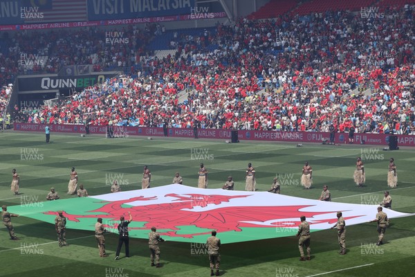 040726 - Fiji v Wales, Nations Championship - A Wales flag on the pitch ahead of the match