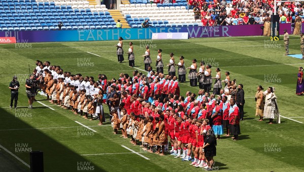 040726 - Fiji v Wales, Nations Championship - The teams line up for the anthems ahead of the match