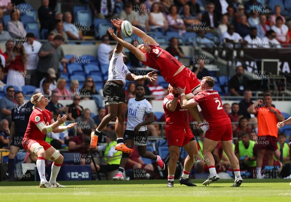 040726 - Fiji v Wales, Nations Championship - Ben Carter of Wales reaches to take the ball