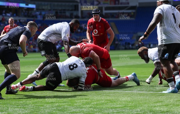 040726 - Fiji v Wales, Nations Championship - Rhys Carre of Wales powers over to score try