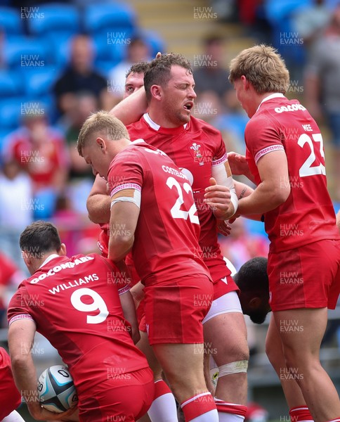 040726 - Fiji v Wales, Nations Championship - Ryan Elias of Wales powers over to score try