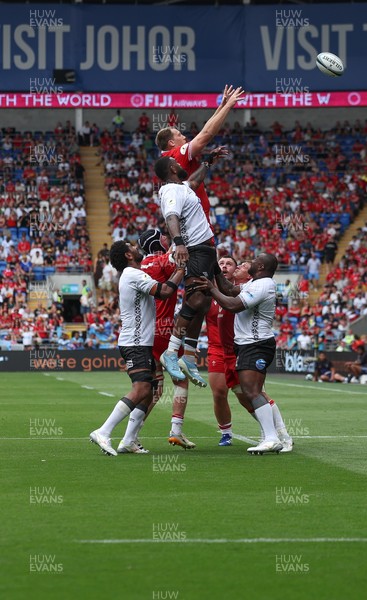040726 - Fiji v Wales, Nations Championship - Ben Carter of Wales looks to win the line out