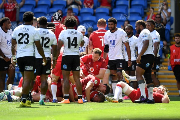 040726 - Fiji v Wales - Nations Championship - Wales dive over to score a try