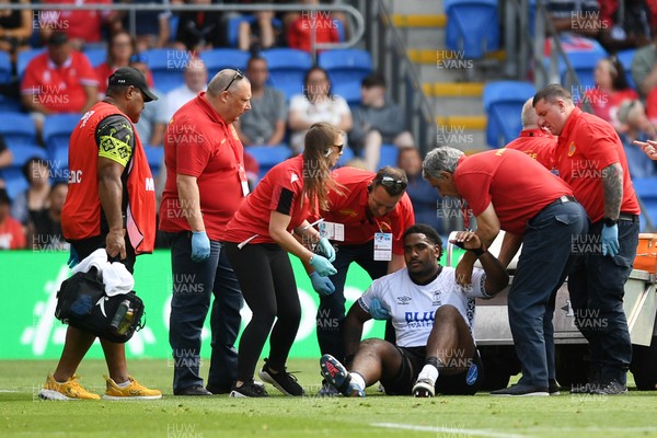 040726 - Fiji v Wales - Nations Championship - Tim Hoyt of Fiji leaves the field injured 