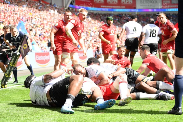 040726 - Fiji v Wales - Nations Championship - Elia Canakaivata of Fiji scores a try