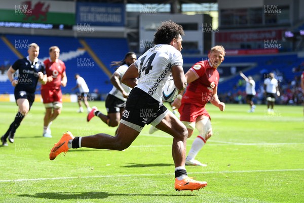 040726 - Fiji v Wales - Nations Championship - Selestino Ravutaumada of Fiji runs in to score a try