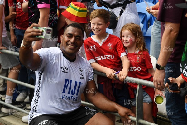 040726 - Fiji v Wales - Nations Championship - Livai Natave of Fiji with fans at full time