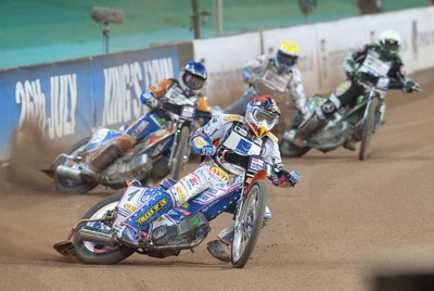 10.07.10 - FIM British Speedway Grand Prix Jason Crump in the lead during the heats 