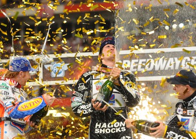 10.07.10 - FIM British Speedway Grand Prix Chris Holder celebrates claiming victory in the final 