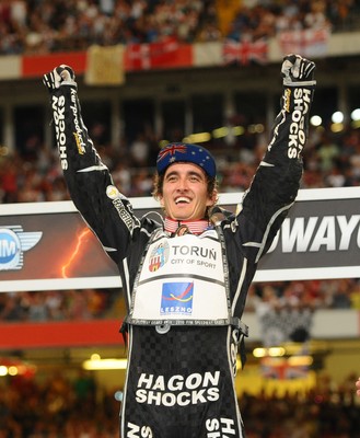 10.07.10 - FIM British Speedway Grand Prix Chris Holder celebrates claiming victory in the final 