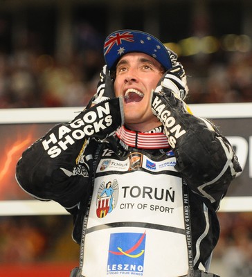 10.07.10 - FIM British Speedway Grand Prix Chris Holder celebrates claiming victory in the final 