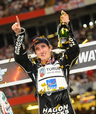 10.07.10 - FIM British Speedway Grand Prix Chris Holder celebrates claiming victory in the final 