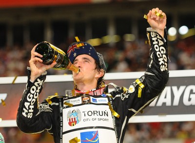 10.07.10 - FIM British Speedway Grand Prix Chris Holder celebrates claiming victory in the final 