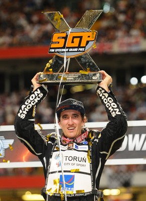 10.07.10 - FIM British Speedway Grand Prix Chris Holder celebrates claiming victory in the final 