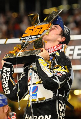 10.07.10 - FIM British Speedway Grand Prix Chris Holder celebrates claiming victory in the final 