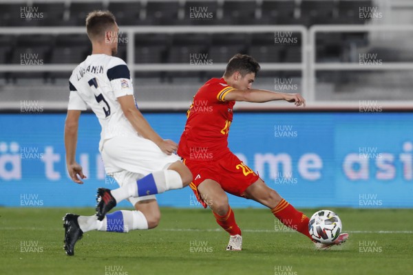 030920 - Finland v Wales - UEFA Nations League - Daniel James of Wales gets the ball past Leo Vaisanen