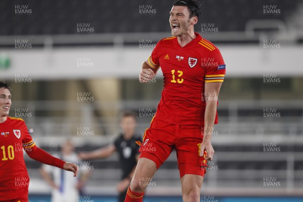 030920 - Finland v Wales - UEFA Nations League - Kieffer Moore of Wales celebrates scoring goal