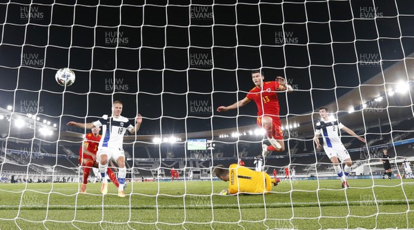 030920 - Finland v Wales - UEFA Nations League - Kieffer Moore of Wales scores goal