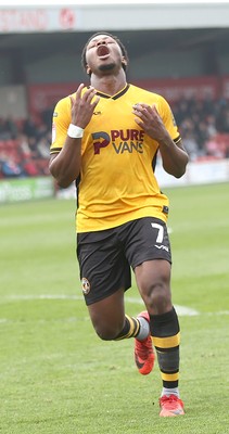 260425 - Fleetwood Town v Newport County - Sky Bet League 2 - Bobby Kamwa of Newport reaction as his shot is saved again