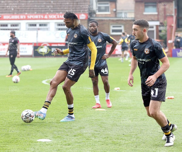 260425 - Fleetwood Town v Newport County - Sky Bet League 2 - David Ajiboye warms up alongside Kyle Hudlin of Newport with David Ajiboye of Newport