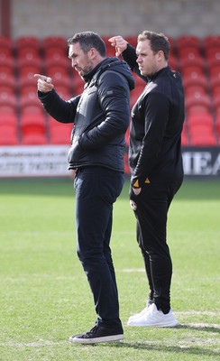 280226 - Fleetwood Town v Newport County - Sky Bet League 2 - Newport manager Christian Fuchs and assistant manager Mark Smith before the game