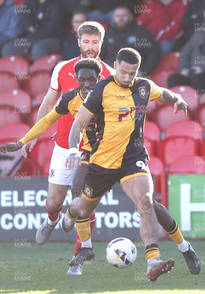 280226 - Fleetwood Town v Newport County - Sky Bet League 2 - Courtney Baker-Richardson of Newport and Nathan Opoku of Newport