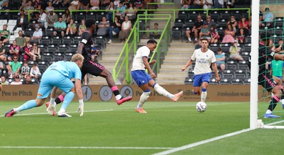 250726 - Forest Green Rovers v Cardiff City, Pre-Season Friendly - Chris Willock of Cardiff City scores the second goal