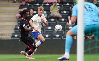 250726 - Forest Green Rovers v Cardiff City, Pre-Season Friendly - Joel Bagan of Cardiff City fires a shot at goal