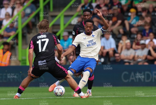 250726 - Forest Green Rovers v Cardiff City, Pre-Season Friendly - Chris Willock of Cardiff City shoots to score the third goal