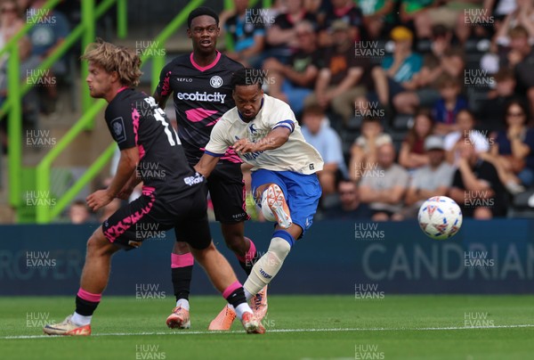250726 - Forest Green Rovers v Cardiff City, Pre-Season Friendly - Chris Willock of Cardiff City shoots to score the third goal