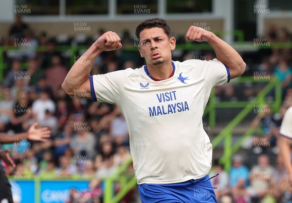 250726 - Forest Green Rovers v Cardiff City, Pre-Season Friendly - Yousef Salech of Cardiff City celebrates after scoring the fourth goal