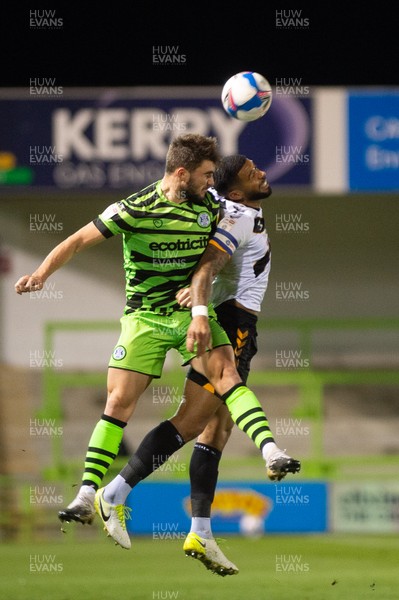 011220 - Forest Green Rovers v Newport County - Sky Bet League 2 - Liam Shephard of Newport County beats Jordan Moore-Taylor of Forest Green