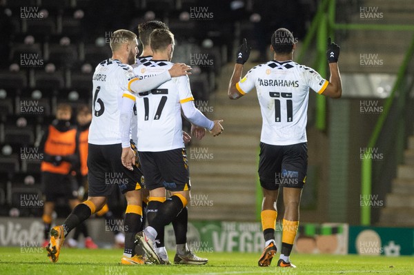 011220 - Forest Green Rovers v Newport County - Sky Bet League 2 - Tristan Abrahams of Newport County celebrates his penalty