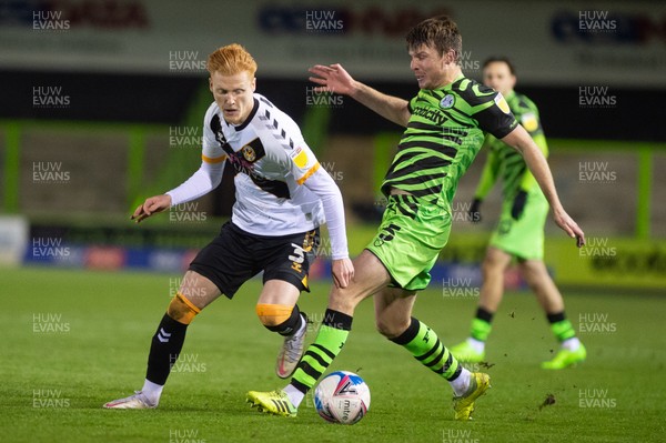 011220 - Forest Green Rovers v Newport County - Sky Bet League 2 - Ryan Haynes of Newport County beats Chris Stokes of Forest Green