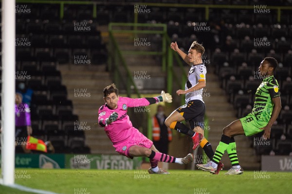011220 - Forest Green Rovers v Newport County - Sky Bet League 2 - Scott Twine of Newport County shoots wide