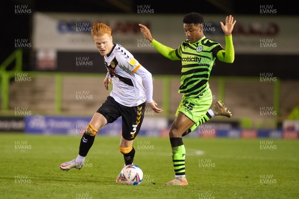 011220 - Forest Green Rovers v Newport County - Sky Bet League 2 - Ryan Haynes of Newport County holds off Jayden Richardson of Forest Green