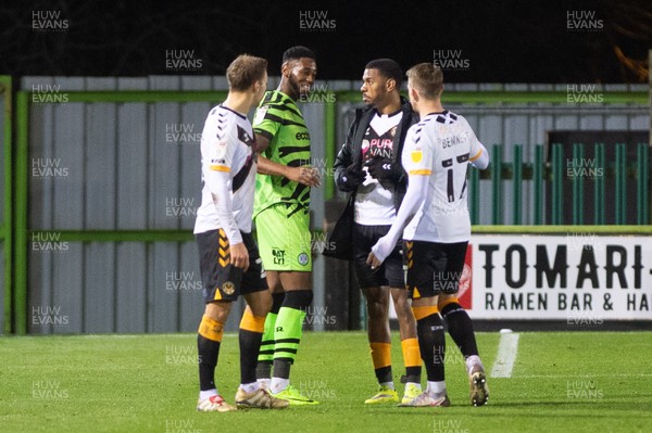 011220 - Forest Green Rovers v Newport County - Sky Bet League 2 - Jamille Matt of Forest Green catches up with Mickey Demetriou of Newport County, Tristan Abrahams of Newport County and Scot Bennett of Newport County