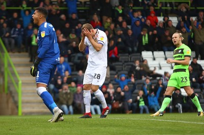 061018 - Forest Green Rovers v Newport County - EFL SkyBet League 2 - Mickey Demetriou of Newport County misses a penalty
