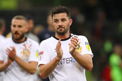 061018 - Forest Green Rovers v Newport County - EFL SkyBet League 2 - Padraig Amond of Newport County applauds  the travelling fans after the game