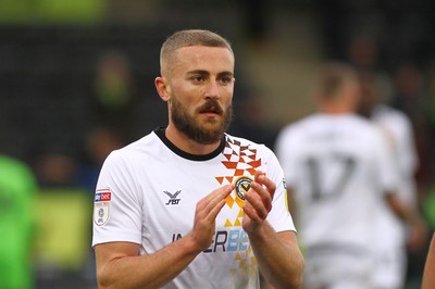 061018 - Forest Green Rovers v Newport County - EFL SkyBet League 2 - Dan Butler of Newport County applauds the travelling fans after the game